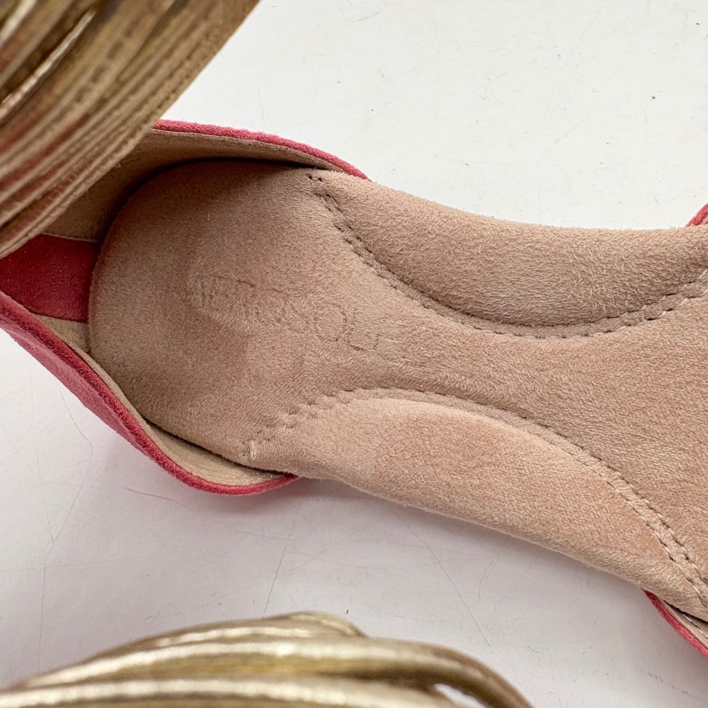 Aerosoles Pink Suede Pointed Toe Flats Gold Metallic Ankle Cuff Womens Size 6 - Picture 7 of 9